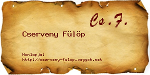 Cserveny Fülöp névjegykártya